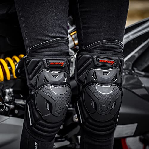 Scoyco 1 par de rodilleras espinilleras para motociclismo Negro Ajustable Rodillera Pads Protector Armor para Motocross Racing Mountain Biking