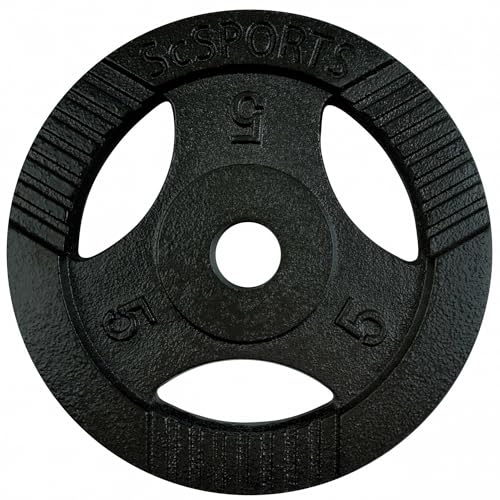 ScSPORTS - Discos de hierro colado para pesas, 5 kg, 10 kg, 20 kg, 30 kg, 40 kg, con asas, 30 mm, d) 4 x 5 kg