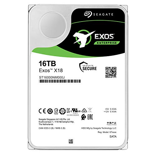 Seagate Exos X18 Enterprise, disco duro de 16 TB, CMR de 3,5 pulgadas, SATA de 6 GB/s, 7200 rpm, 512e, 4Kn FastFormat, baja latencia con almacenamiento en caché mejorado, número de modelo: