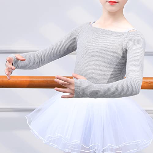 SEAUR Chaqueta de ballet para niña, manga larga, chaqueta de ballet, gimnasia, yoga, chaqueta de punto, jersey de baile, 98-165 cm, 2-15 años, gris, XL