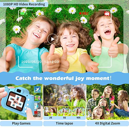SeHeTop Camara Fotos Infantil, 1080P HD Video cámara Fotos niños,Juguetes niños 3 4 5 6 7 8 9 10 años,Juguetes con cámara para niños y niñas, Regalos de cumpleaños, scon Tarjeta SD de 32 GB (Azul)