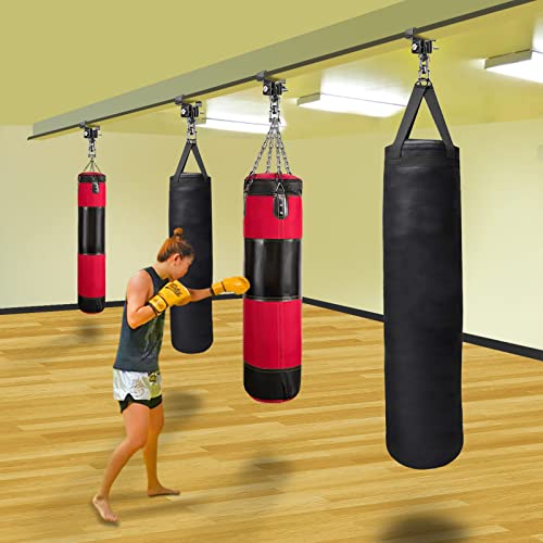 SELEWARE Abrazadera de viga de acero resistente, soporte de bolsa pesada, soporte resistente para boxeo, entrenamiento Muay Thai y MMA (con mosquetón) (gancho con cadenas de boxeo)