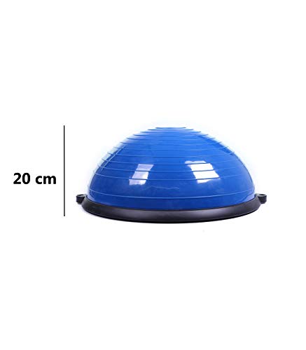 Semi Esfera de 58 cm, Step Fitness con Inflador y Bandas de Resistencia (Azul)