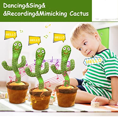 seOSTO Cactus Bailarin, Cactus Bailarin Repite español, Cactus parlanchin, Juguete Cactus de Peluche que Baila y Repite tu Voz, con Canciones, Dancing Cactus Regalos Adecuados para Niños