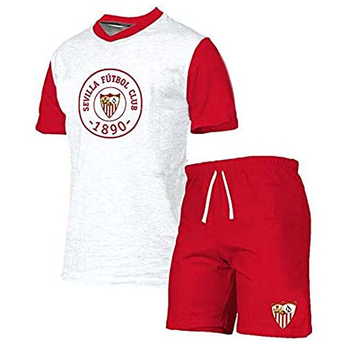 Sevilla CF Pijama Verano 2019 SFC Conjuntos, Multicolor Blanco/Rojo, Medium (Tamaño del fabricante: M) para Hombre