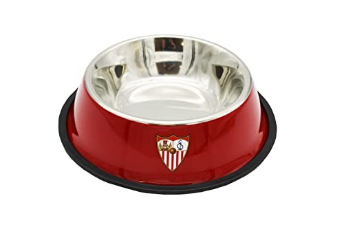 Sevilla Fútbol Club, Comedero y Bebedero para Perros, Dimensiones de 22 cm, Producto Oficial Sevilla Fútbol Club, Color Rojo (CyP Brands)