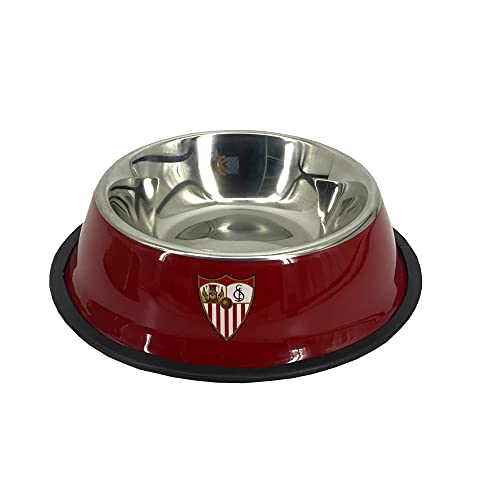 Sevilla Fútbol Club, Comedero y Bebedero para Perros, Dimensiones de 22 cm, Producto Oficial Sevilla Fútbol Club, Color Rojo (CyP Brands)