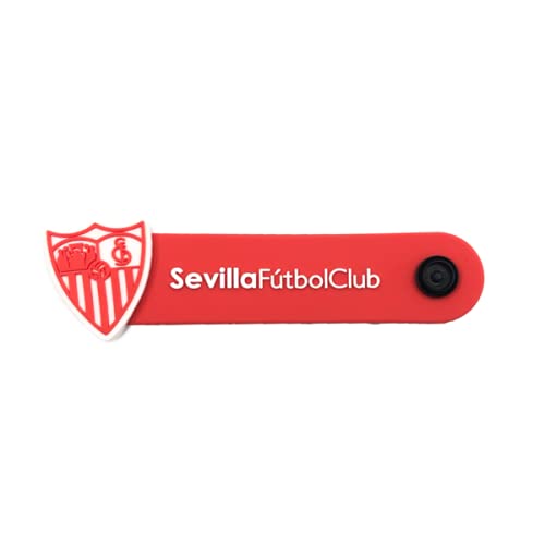 Sevilla Fútbol Club - Organizador de Cables - Elaborado con Goma PVC - Diseño Enrollable con Cierre de Corchete - 10 x 2,5 cm - Producto Oficial del Equipo