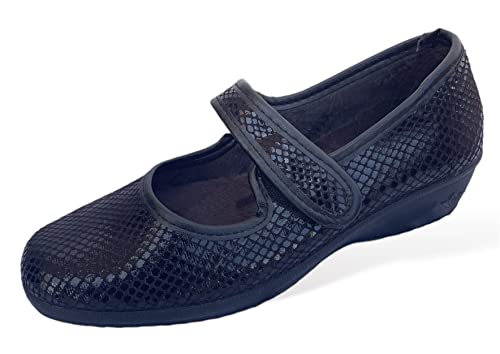Sevilla Zapato Clásico de Señora Cómodo - Calzado arreglado para Mujer - Suela Antideslizante - Diferentes Diseños con Velcros - Negro - Tallas 35-41EU (Negro Abierto Velcro, Numeric_41)