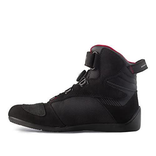 SHIMA EXO Vented, Zapatos de Motocicleta para Hombres | Zapatos de calle reforzados con sistema de cierre ATOP, Suela antideslizante, Mango de cambio de marchas (Negro, 43)