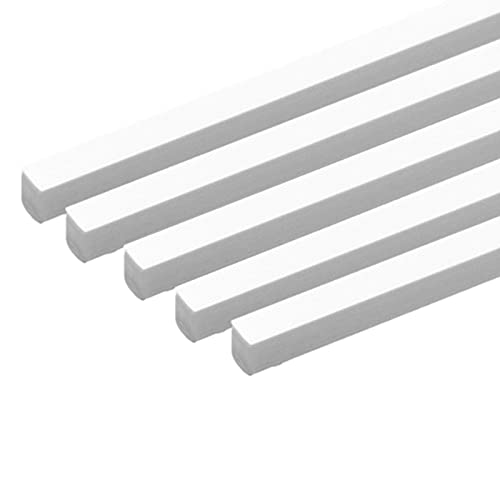 SHOUCAN 5 Piezas ABS Barra Cuadrada Sólida Barra De Plástico Blanco Longitud 500 mm Adecuada para Modelo Arquitectónico, Longitud Lateral 1,5-5 mm,4×4×500mm (5pcs)