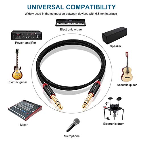 SHULIANCABLE Profesional Cable para Guitarra, Cable Audio Jack 6.35mm 1/4 TS,para Instrumento, Guitarra Eléctrica, Amplificador, Bajo,teclados (2M)