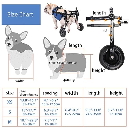 Silla de ruedas for perros pequeños con patas traseras, silla de ruedas for mascotas/perros, ayuda a las mascotas pequeñas con piernas paralizadas a recuperarse con soporte completo ( Color : Blue , S