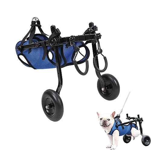 Silla de ruedas for perros pequeños con patas traseras, silla de ruedas for mascotas/perros, ayuda a las mascotas pequeñas con piernas paralizadas a recuperarse con soporte completo ( Color : Blue , S