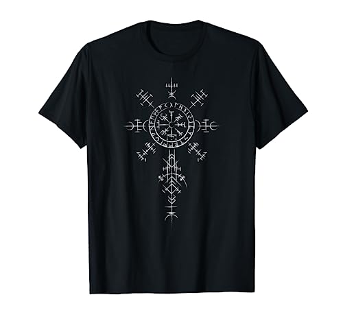 Símbolos Vikingos Clásicos Brújula Vegvisir Nordic Rune Camiseta