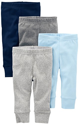 Simple Joys by Carter's 4-Pack Neutral Pant Pantalones, Azul/Gris/Blanco, Prematuro (Pack de 4) Unisex-Baby