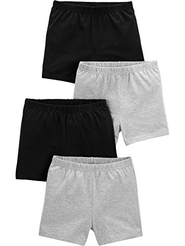 Simple Joys by Carter's 4-Pack Tumbling Shorts Pantalones Cortos, Gris/Negro, 5 años (Pack de 4) para Niñas