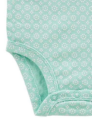 Simple Joys by Carter's 5-Pack Long-Sleeve Bodysuit Body, Azul Marino Lunares/Rosa/Verde Menta/Floral/Mariposas, 12 Meses (Pack de 5) Unisex bebé