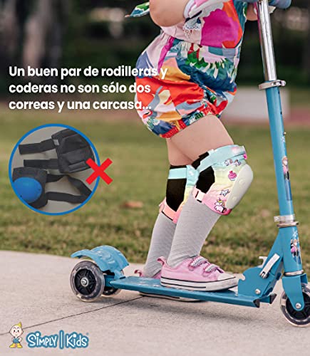 Simply Kids Protecciones Patines Niña I Coderas y Rodilleras Niño con Muñequeras I Protecciones Skate de Patinaje, Monopatín, Bicicleta, Hoverboard, Protecciones Patines Niño y Niñito