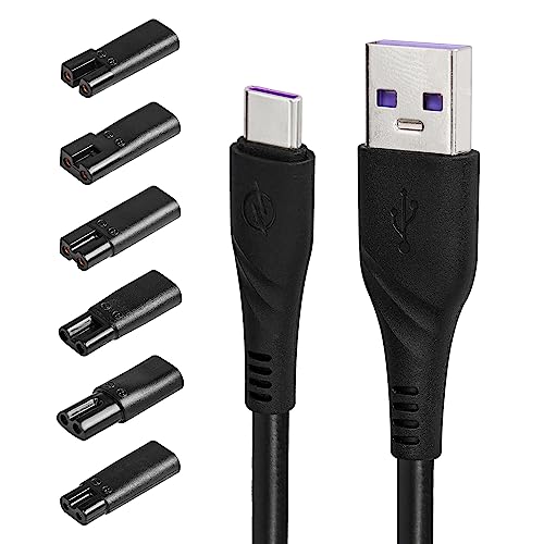 SinLoon Shaver Charger Kit 65W 3A USB 2.0 a USB C Cable de alimentación con 6 tipos de enchufes de conversión Adecuado para varios cortapelos eléctricos, afeitadoras, purificadores, etc.