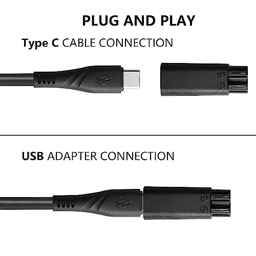 SinLoon Shaver Charger Kit 65W 3A USB 2.0 a USB C Cable de alimentación con 6 tipos de enchufes de conversión Adecuado para varios cortapelos eléctricos, afeitadoras, purificadores, etc.