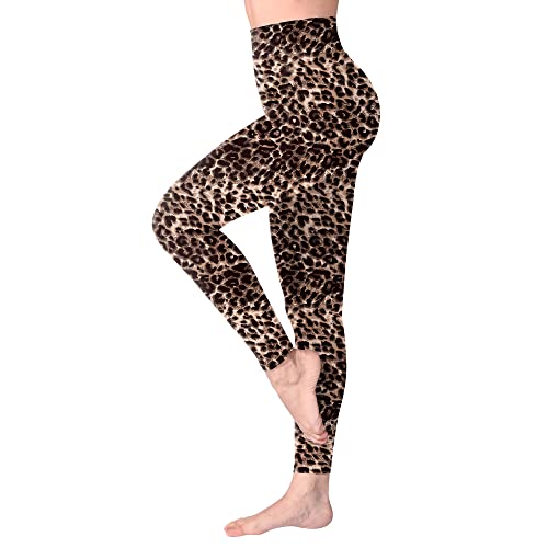SINOPHANT Leggins Mujer, Pantalon Yoga Mujer, Mallas Deporte Mujer, Leggings Mujer Suaves Elásticos de Cintura Alta Tallas Grandes, Pilates S-M #1 Piezas Leopardo