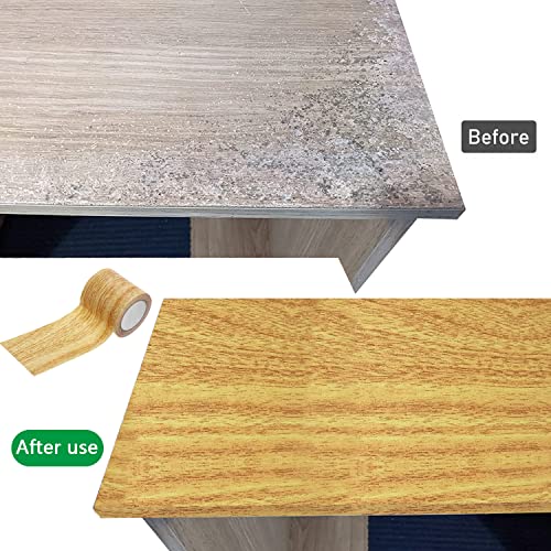 SJUNJIE Cinta adhesiva impermeable para reparación de arañazos, efecto de madera de imitación para muebles del hogar, sello de gabinete, mesa de piso y sillas fronteras decorativas (5.7x4.57cm)