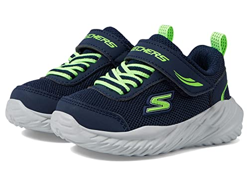 Skechers Nitro Sprint, Zapatos Deportivos Niños, Navy Textile/ Synthetic/ Lime Trim, 23 EU
