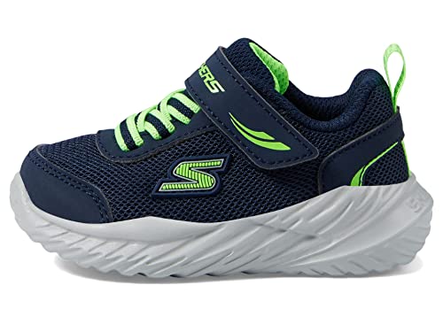 Skechers Nitro Sprint, Zapatos Deportivos Niños, Navy Textile/ Synthetic/ Lime Trim, 23 EU