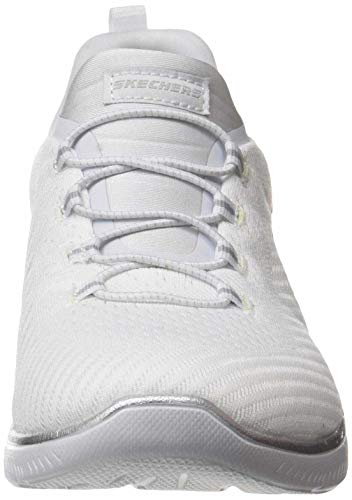 Skechers Summits Fast Attraction, Slip on Mujer, White/Silver, 39 EU