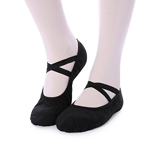 Skyrocket – Zapatillas de ballet, de media punta, de tela, Suela dividida, de varios tamaños para niños y adultos, niño, negro - negro, EU31/UK13=7.87"