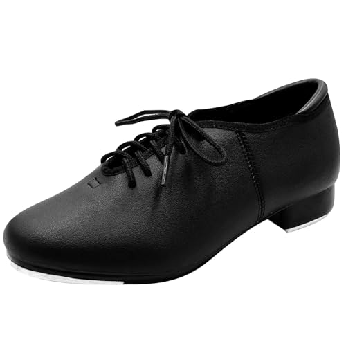 s.lemon Negro Cuero Oxford Zapatos de Claque con Cordones 41