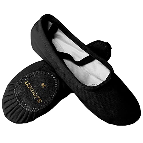 s.lemon Zapatillas de Ballet,Lona Suela Partida Principiantes Danza Zapatos Ballet Zapatos para Niños Adulto Negro (38 EU)