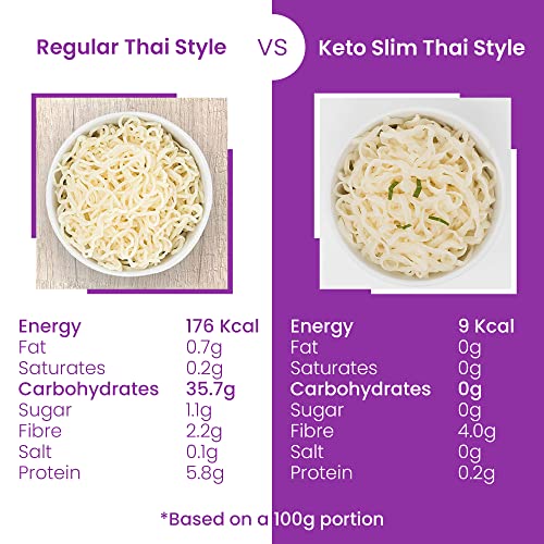 Slim Pasta - Noodles Thai Style - 270g - Pasta Vegana Baja en Calorías - Ideal para Dieta Keto