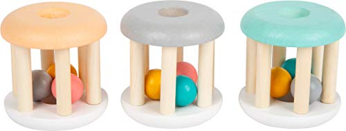 Small Foot 11712 Baby Rattle Pastel, sonajero de Madera en un Set de 3 para bebés Toys, Multicolor, S