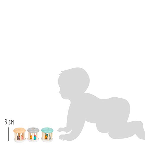 Small Foot 11712 Baby Rattle Pastel, sonajero de Madera en un Set de 3 para bebés Toys, Multicolor, S