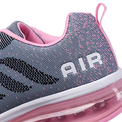 Smarten Zapatillas de Running Hombre Mujer Air Correr Deportes Calzado Verano Comodos Zapatillas Sport Grey Pink 40 EU
