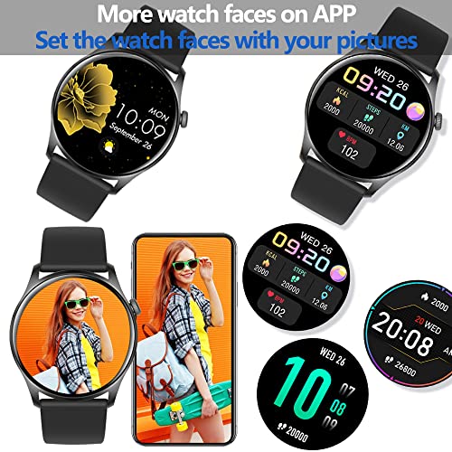 Smartwatch Hombre, 1,3” Impermeable IP68 Reloj Inteligente Mujer, Pulsera Actividad Inteligente para Deporte con Podómetro, Bluetooth 5.0 Smartwatch para Women Men niños para iOS Android (Negro)