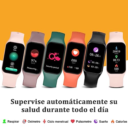 Smartwatch, Reloj Inteligente Hombre Mujer - Oxímetro (SpO2) Caloría Podómetro Sueño Pulsometro, iP68 Impermeable Pantalla de 1,47", Pulsera Actividad Compatible con Teléfonos Android e iOS (2 Correa)