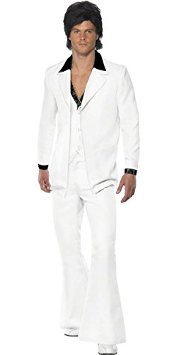 Smiffy's 39427L - Disfraz de años 70s retro para hombre, color blanco, talla L