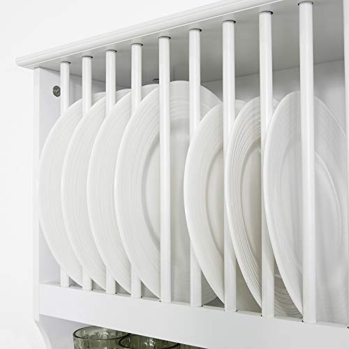 SoBuy KCR04-W Escurreplatos Blanco de pared,soporte para platos Escurridor De Platos Y Vasos ES