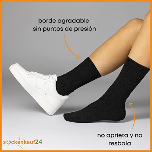 sockenkauf24 10 | 20 | 30 Pares de Calcetines Deportivos Hombre Mujer Calcetines de Tenis Calcetines de Trabajo Algodón (43-46 10 pares Negro)