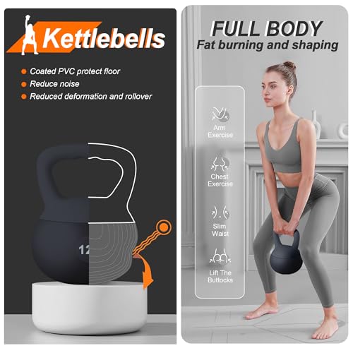 SogesHome Kettlebells Soft Kettlebell - Pesa rusa (12 kg, profesional, silenciosa, suave, para entrenamiento en casa, gimnasio, entrenamiento de fuerza)
