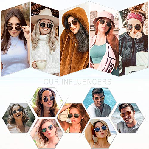 SOJOS Gafas de Sol Polarizado Hombre Mujer Unisex Clásico Polígono Espejo Lentes UV Portección SJ1072 C6 Dorado/Gris