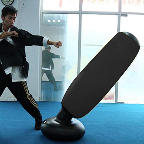 Solomi Bolsa de Boxeo, Bolsa de Boxeo con Columna Inflable, PVC Fitness Kickboxing Muay Thai Training Sandbag 160 cm (Negro)