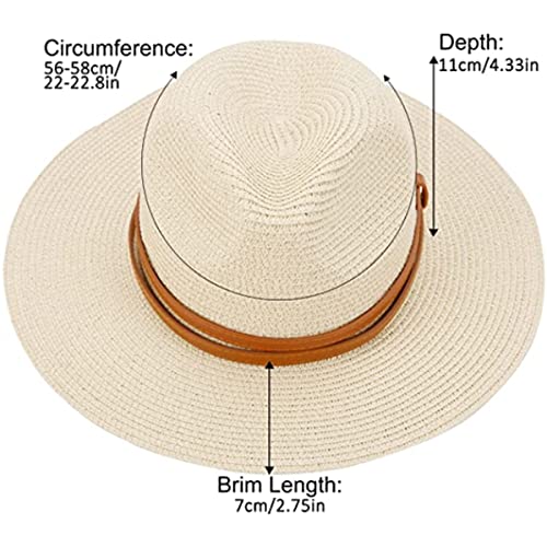 Sombrero para el Sol para Mujer,Sombrero Sol de Paja de Las Mujeres Sombrero de Paja para el Verano en la Playa o para Las Vacaciones Plegable Sombreros de Verano Sol Playa Gorra del ala Ancha