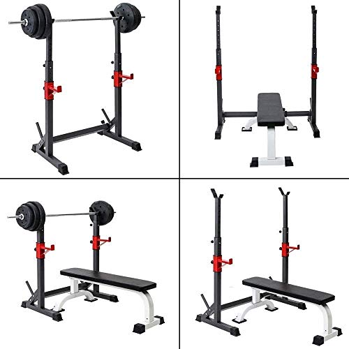 Soporte para barra/estante para sentadillas, carga máxima de 300 kg, soportes para sentadillas ajustables, soporte para banco de pesas, entrenamiento físico par