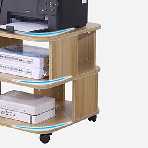 Soporte para Cart de impresora 3 niveles de impresora en ruedas carrito rodante debajo del escritorio mesa de mesa de impresora organizador de madera copiadora de madera carro for la oficina en casa S