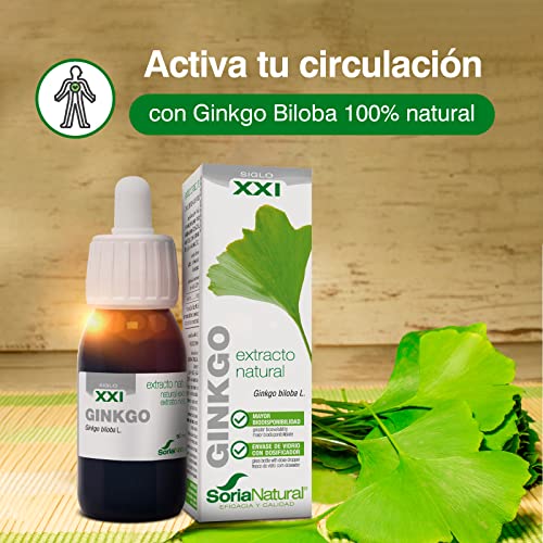 Soria Natural Ginkgo Biloba Extracto - Promueve la Salud Cognitiva, Memoria, Concentración y Mejora la Circulación - Salud Cerebral y Salud Circulatoria - Bote de 50ml