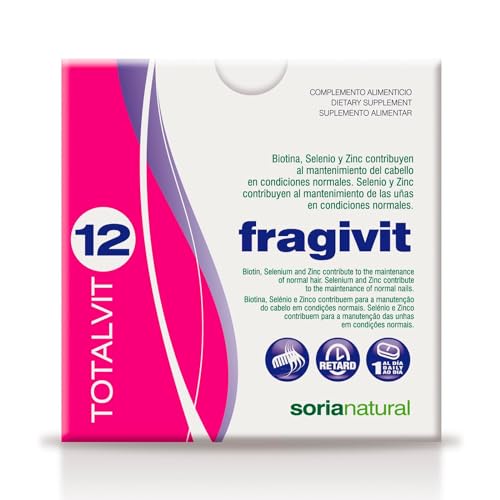 Soria Natural Totalvit 12 Fragivit – Recupera la fuerza en pelo y uñas - Con Biotina, Selenio y Zinc – Mantenimiento del Cabello y Uñas en Condiciones Normales - 28 comprimidos de 1.095 mg